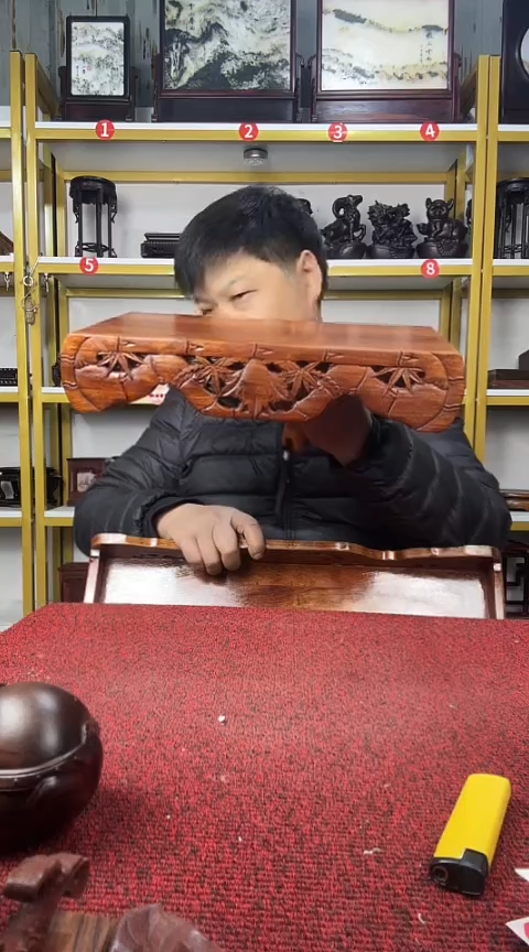 木非洲酸枝竹节长方底座35*20CM