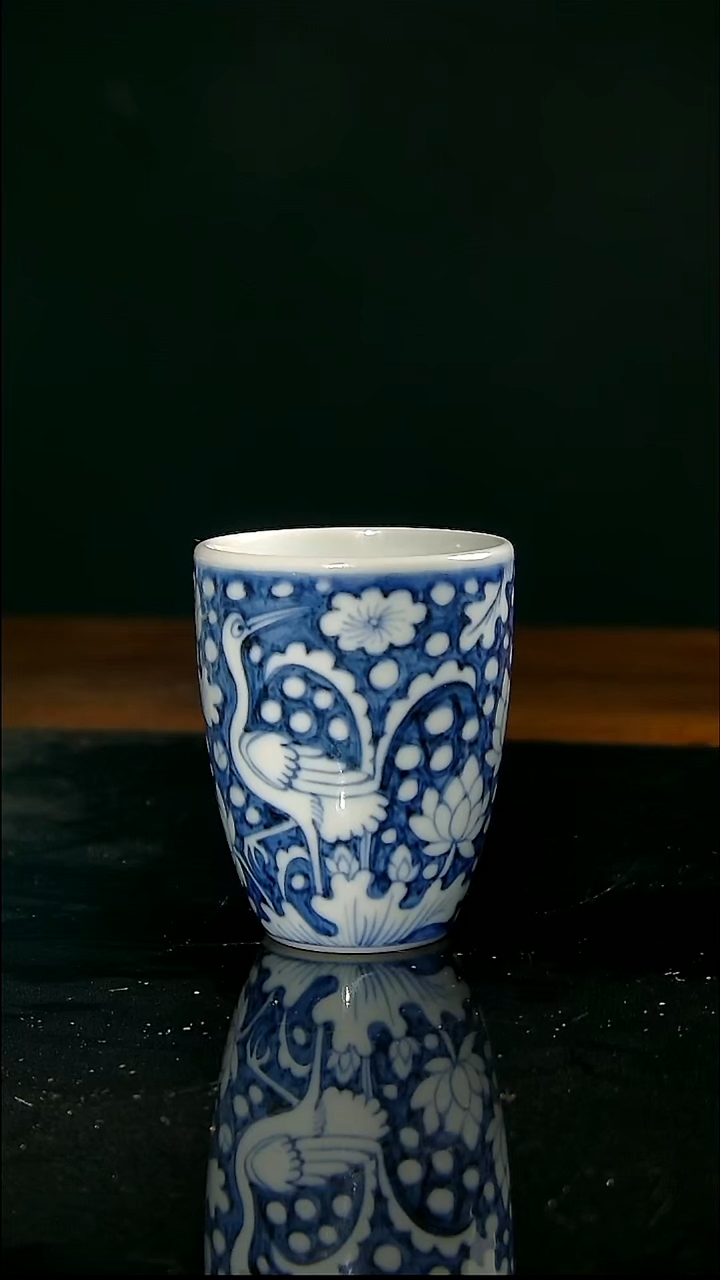 摆件陶凌兮君窑一鹭莲科手雷杯