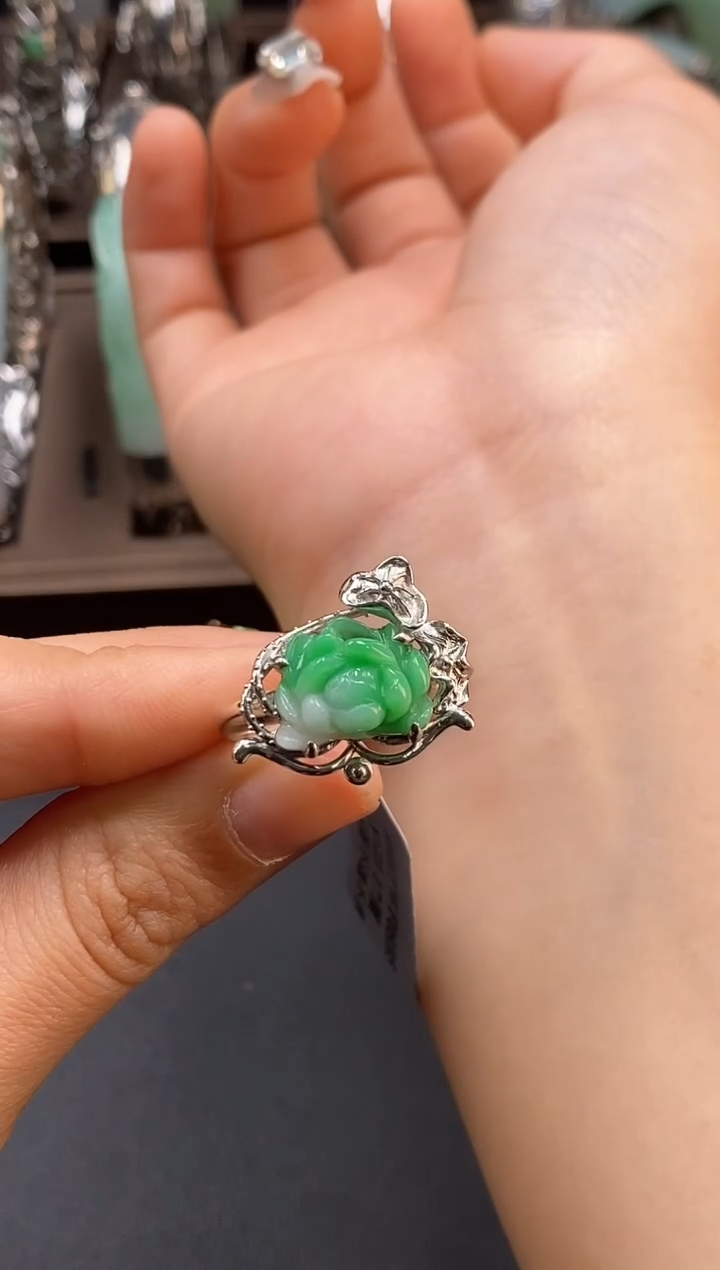 颈饰银S925镶嵌翡翠净货16955