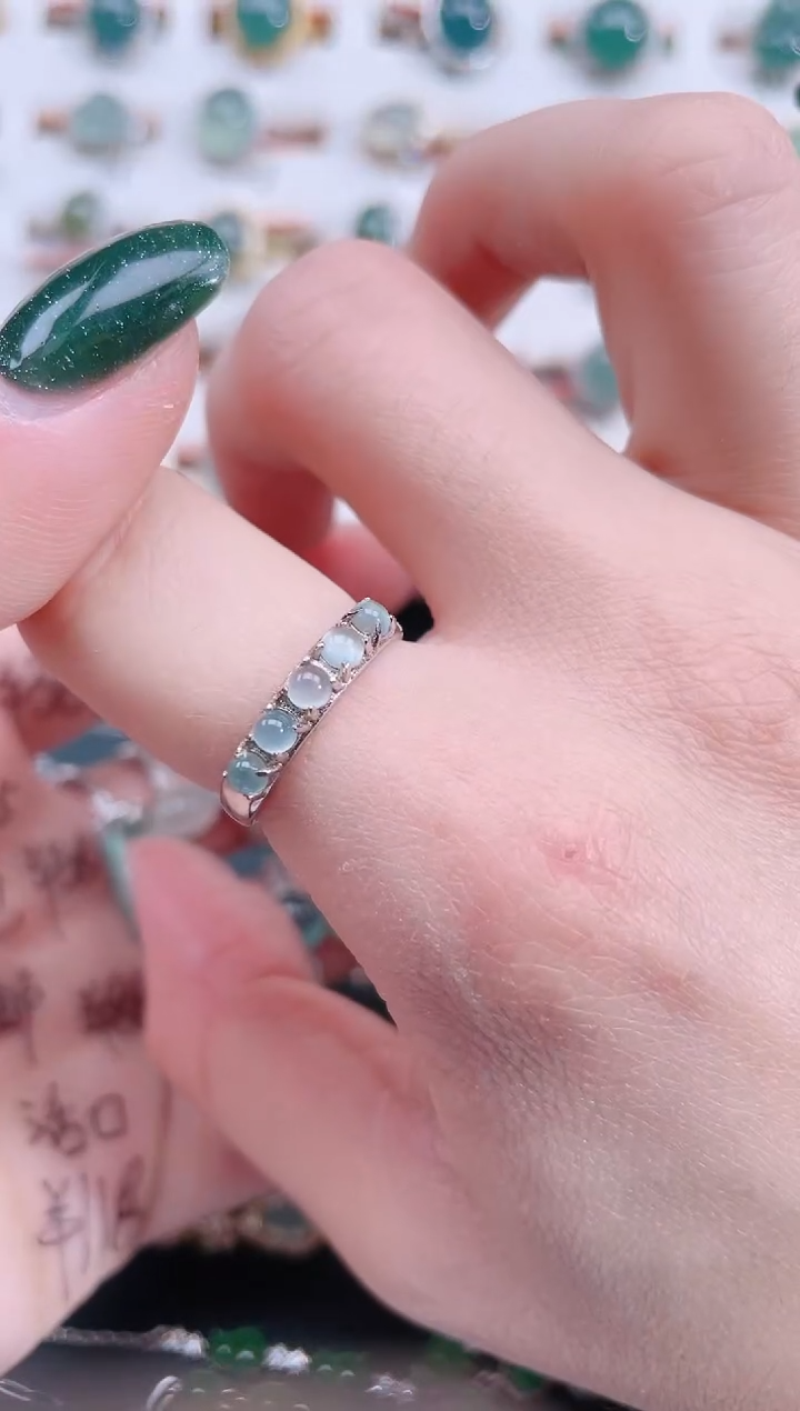 银S925镶嵌戒指翡翠天然翡翠