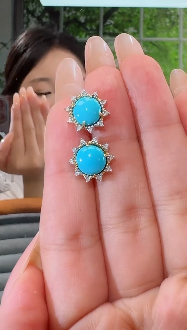 银S925镶嵌绿松石耳饰耳饰