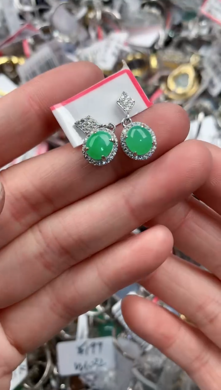 银S925镶嵌戒指翡翠555      5