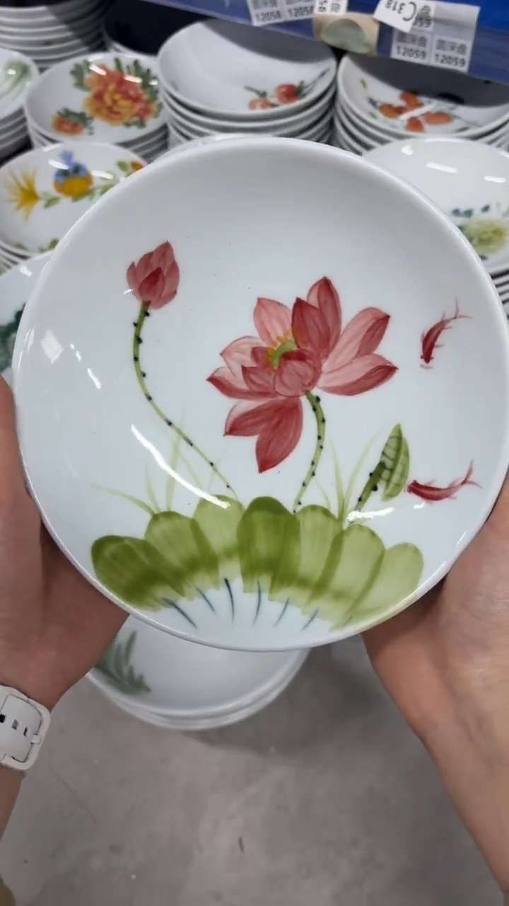 瓷片景德镇高温陶瓷食品级手绘釉中彩-圆深盘