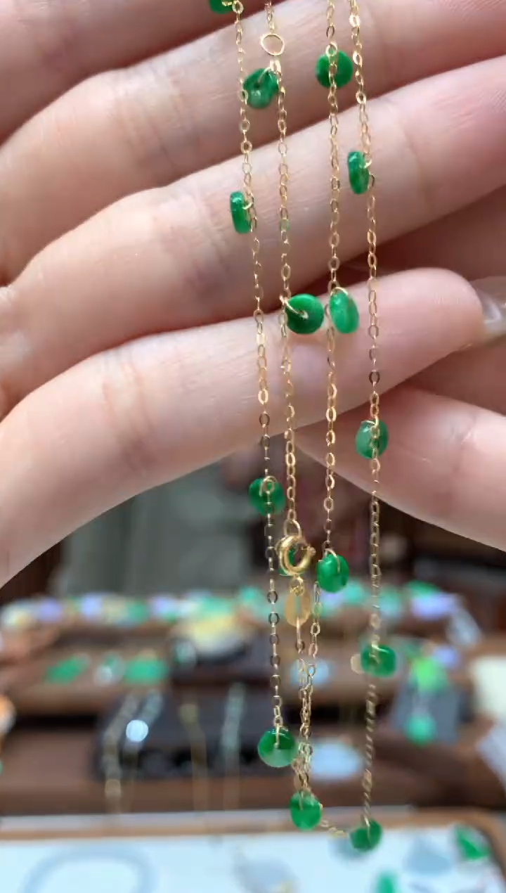 【闪购商品】翡翠项链18K金镶嵌项链