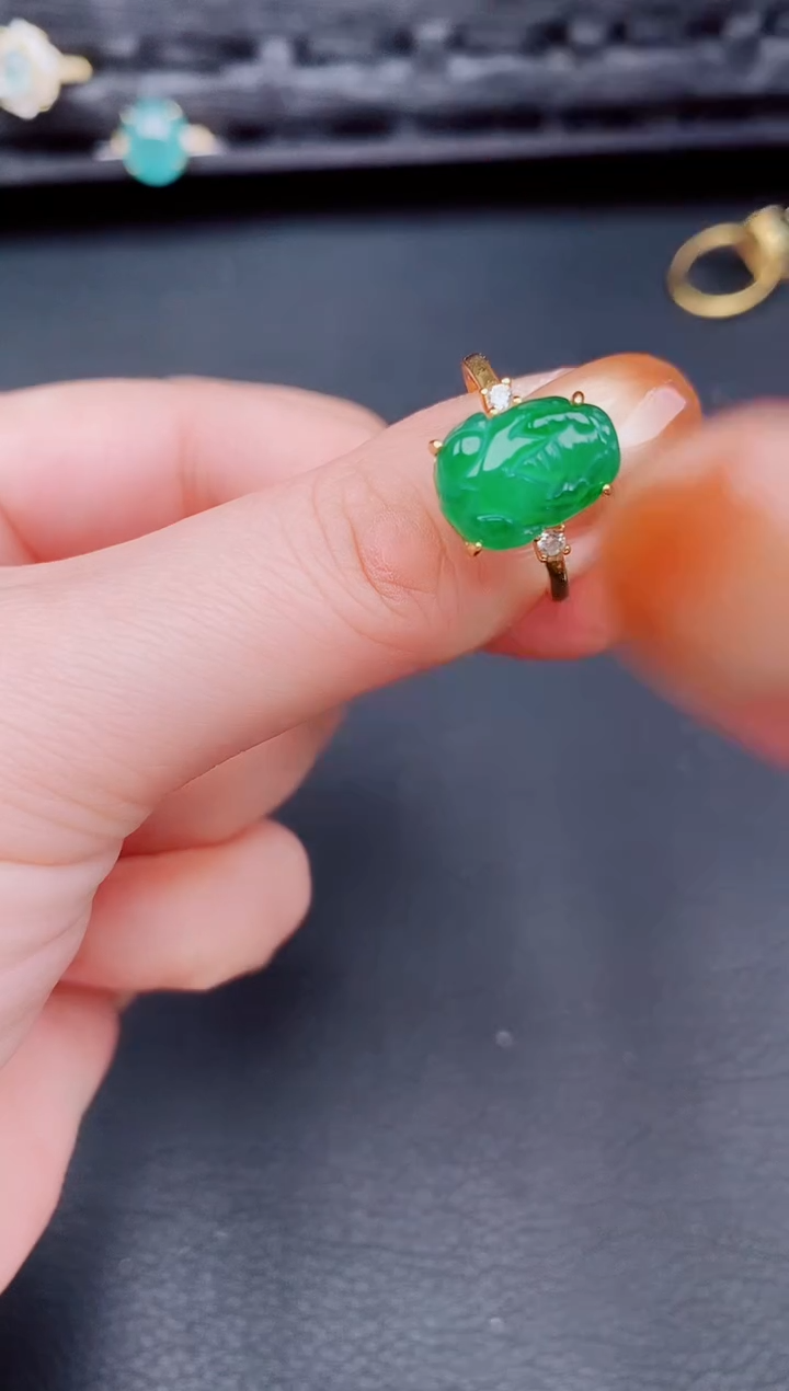 【闪购商品】翡翠戒指银S925镶嵌天然a货翡翠251