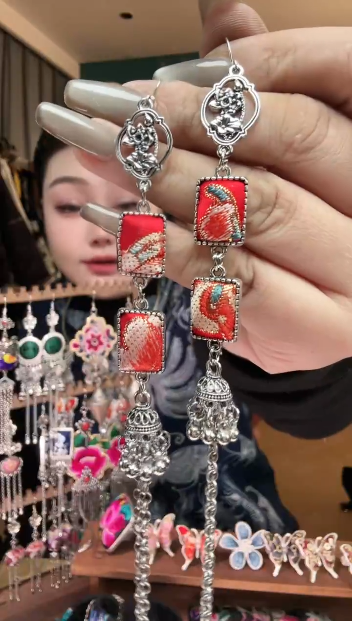 刺绣纯手工民族风刺绣耳环