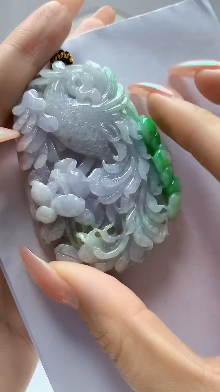 【闪购商品】定制翡翠未镶嵌4852DD-毛货挂件凤凰40