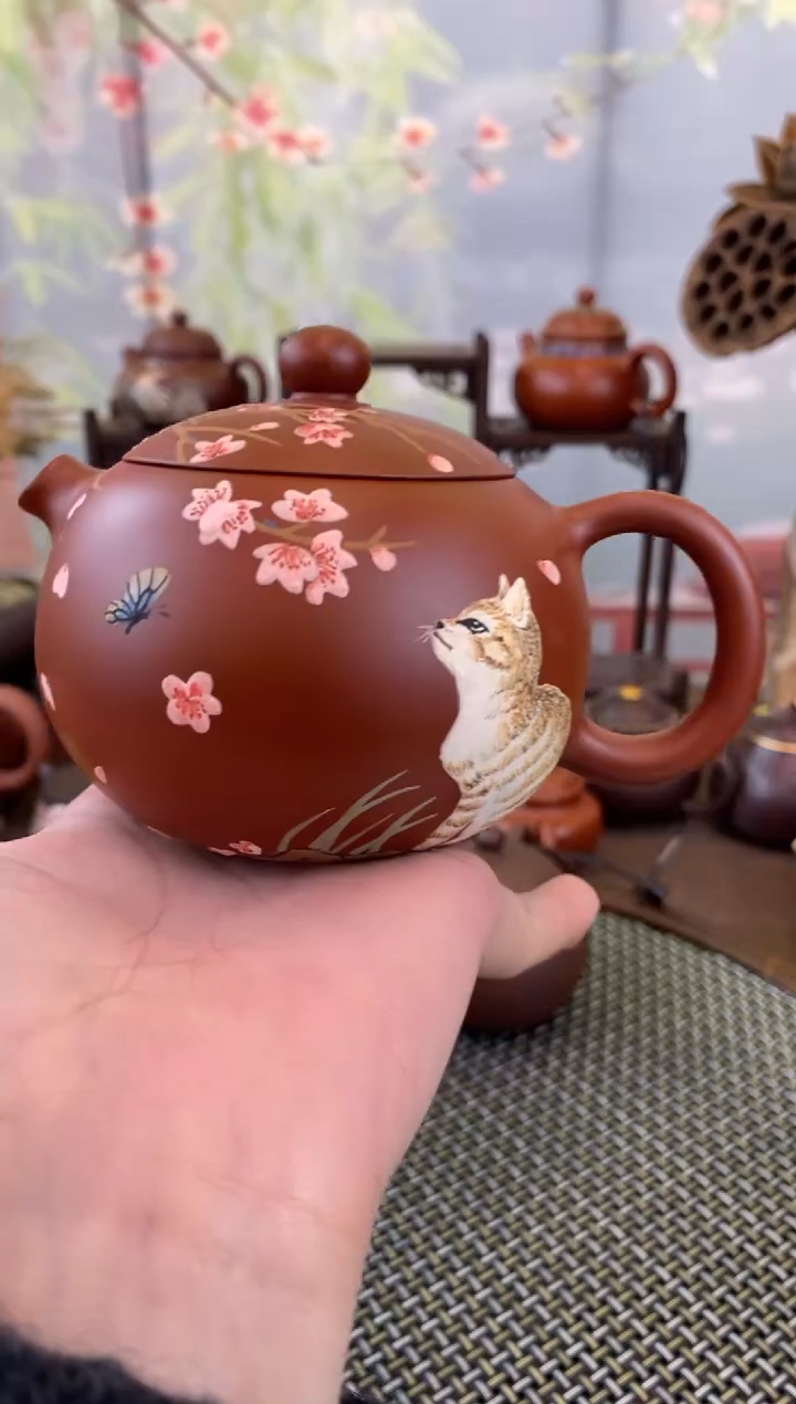 茶壶紫砂泥绘西施