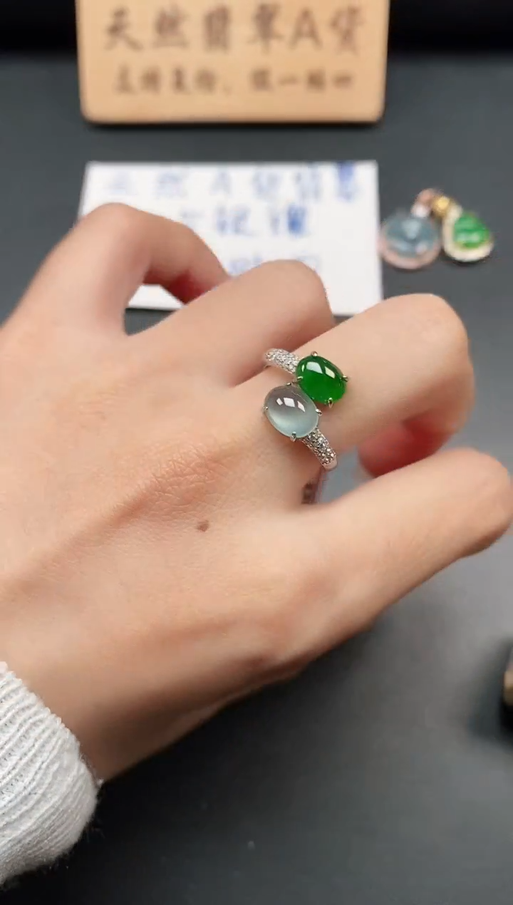 银S925镶嵌戒指翡翠111