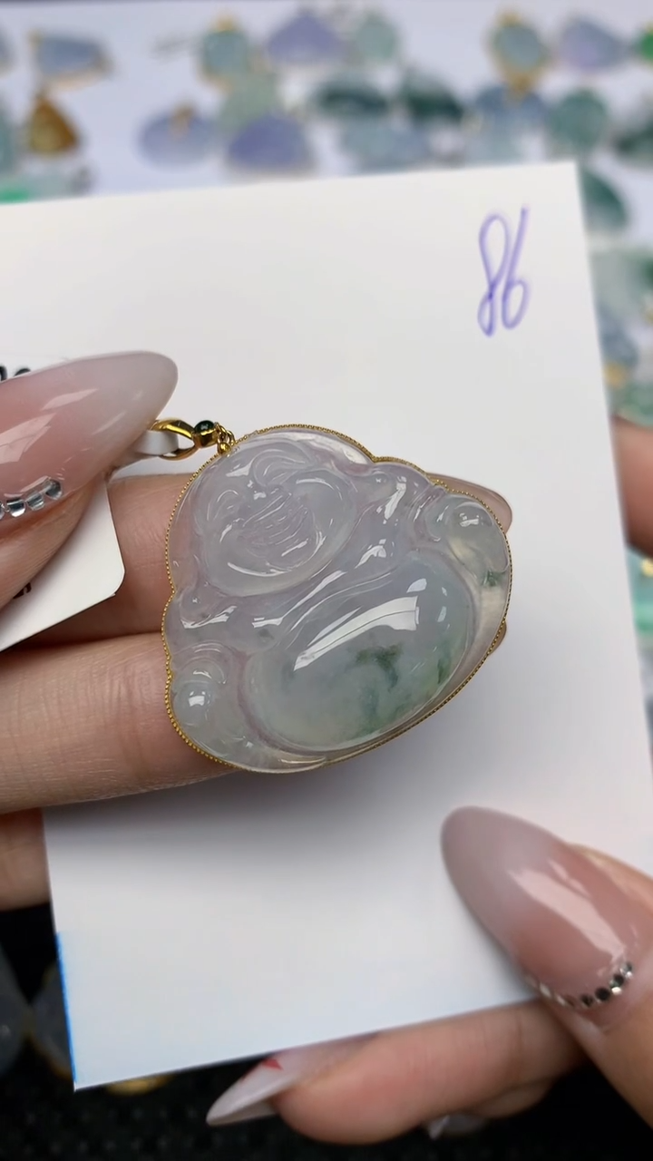 【闪购商品】翡翠颈饰18K金镶嵌天然翡翠A货 86