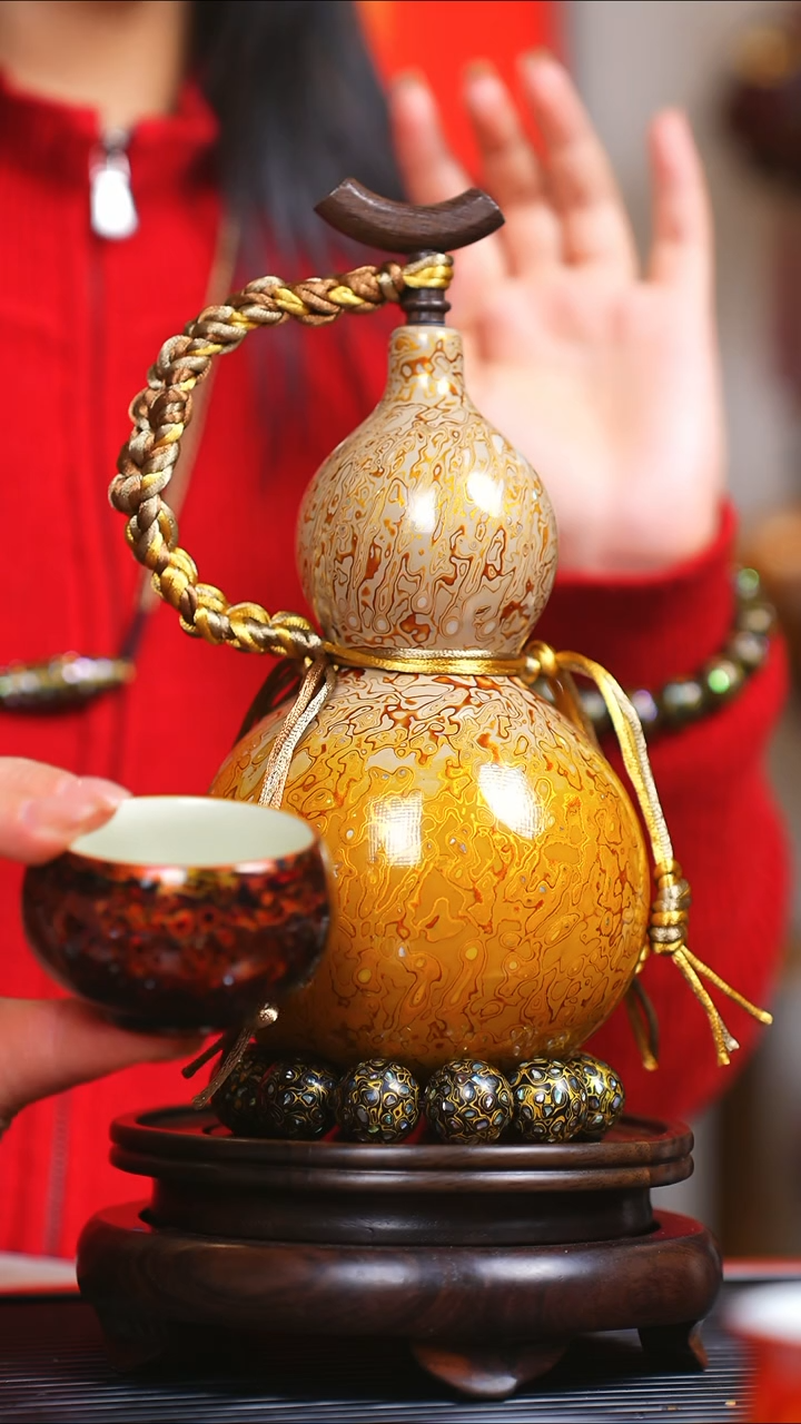 【闪购商品】JO201大漆酒葫芦+红极光汝窑主人杯