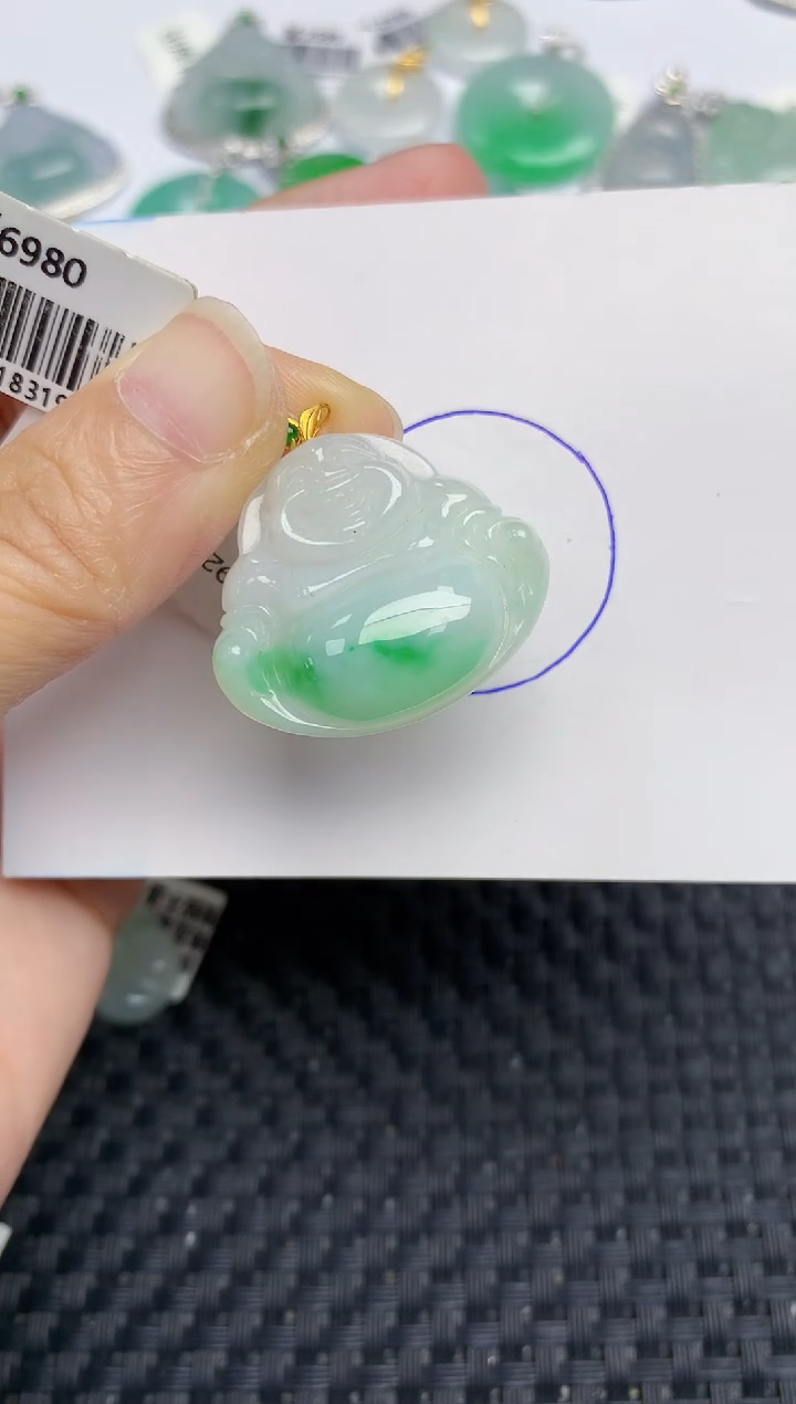 颈饰18K金镶嵌翡翠天然缅甸A货翡翠百元以上9元证书费自理