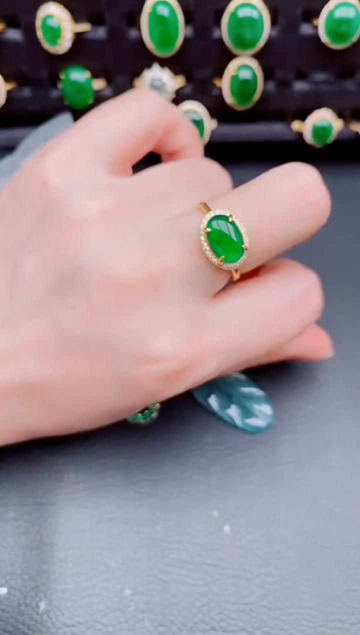 【闪购商品】翡翠戒指银S925镶嵌天然a货翡翠339