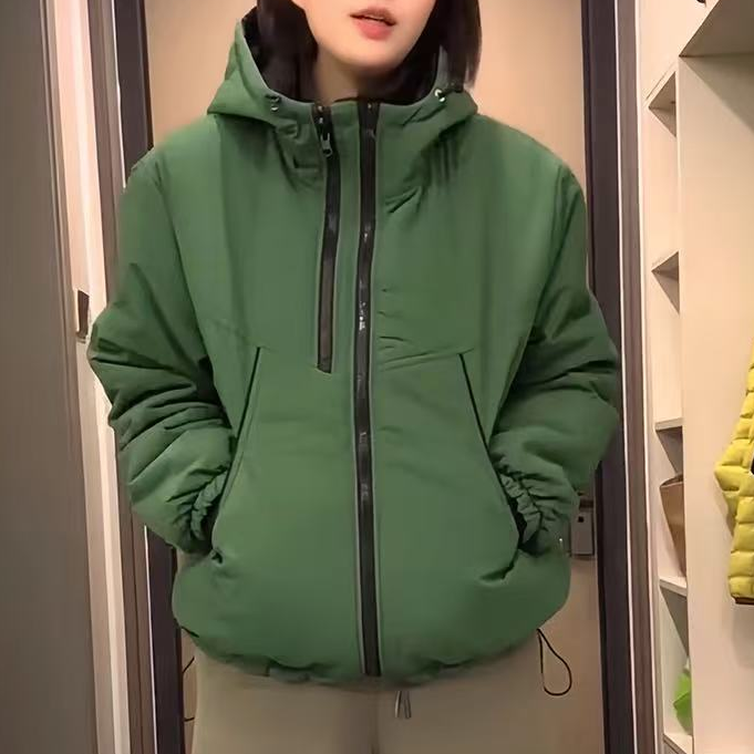 18683新款冬季加厚双面穿简约百搭宽松休闲连帽棉服