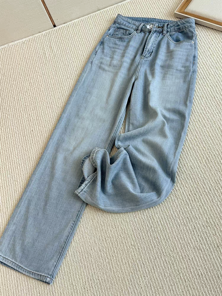 【191730】莱赛尔天丝显瘦窄版直筒高腰牛仔裤