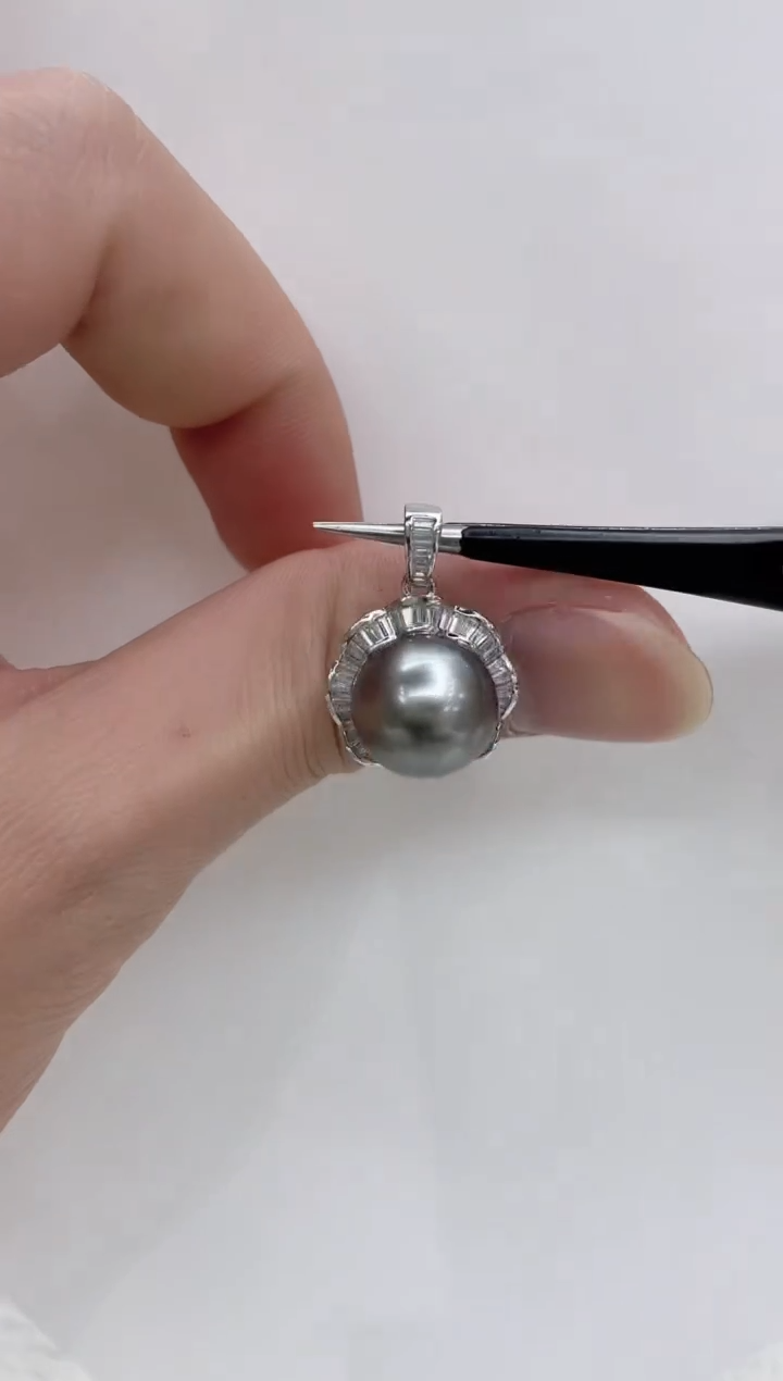 【闪购商品】海水珍珠吊坠(不含链)银S925镶嵌海水珍珠吊坠