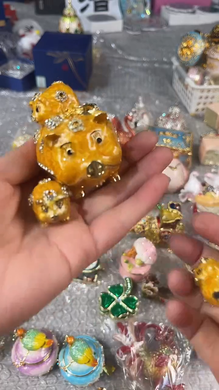 金色子母猪七宝烧杯子茶具