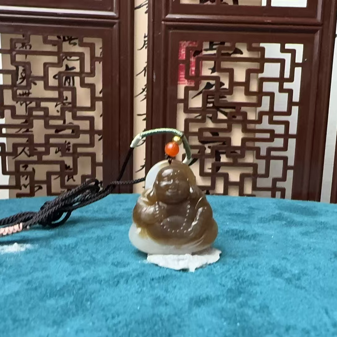 和田玉期末糖白佛公吊坠