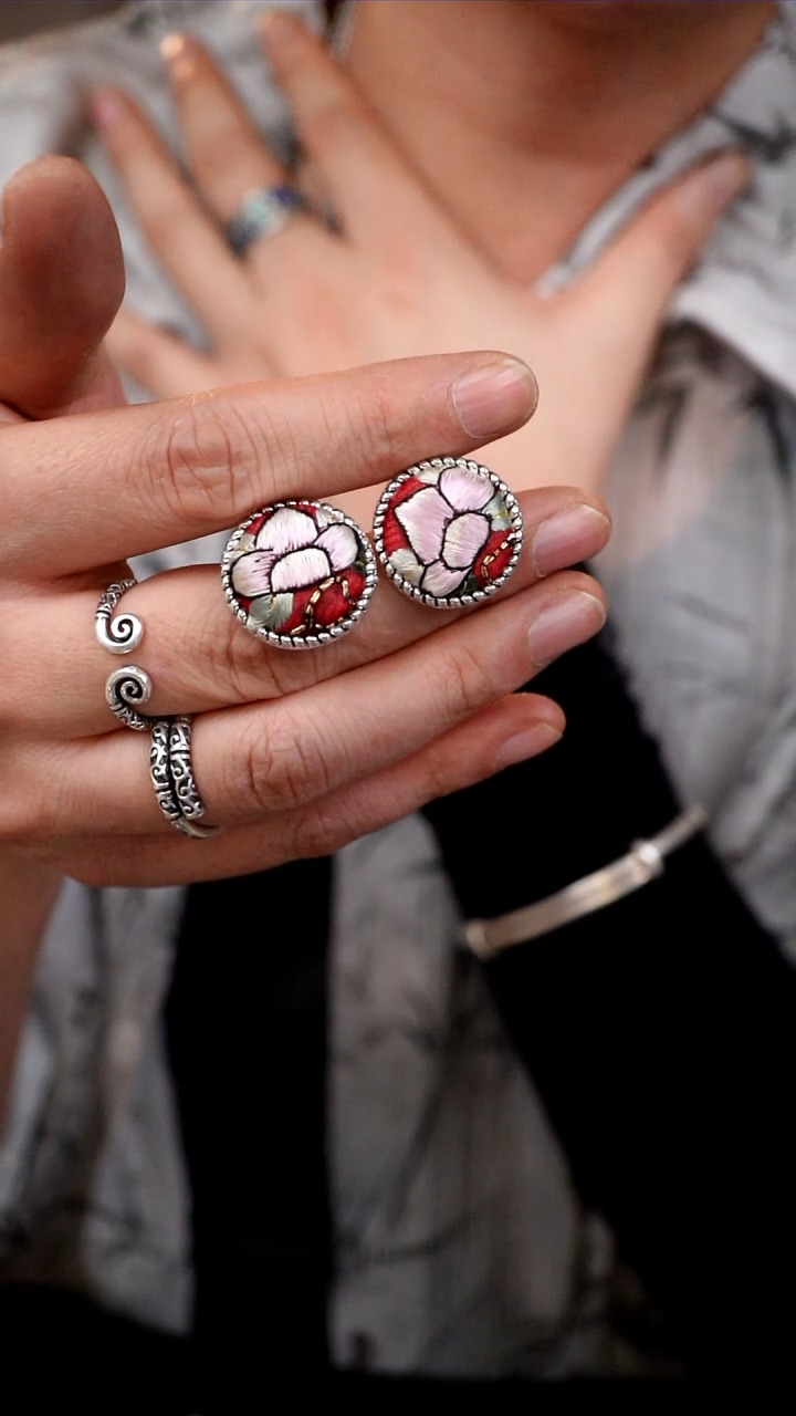 【闪购商品】织绣099非遗手工刺绣耳钉