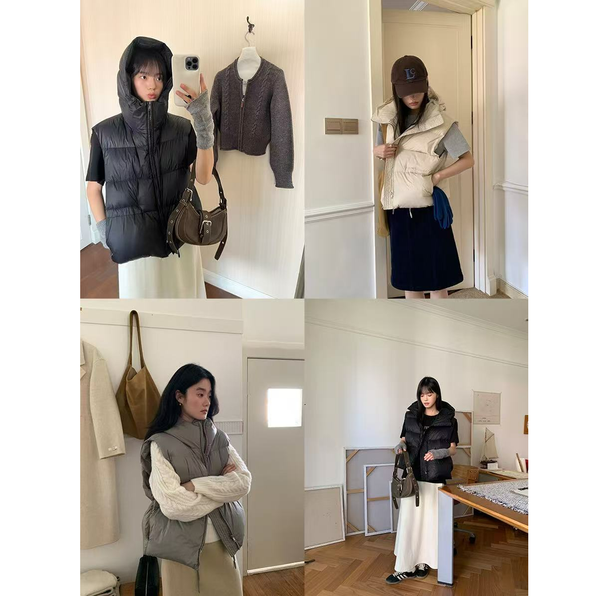 十三行ALLO FU-冬季福秒宽松连帽羽绒马甲#3638