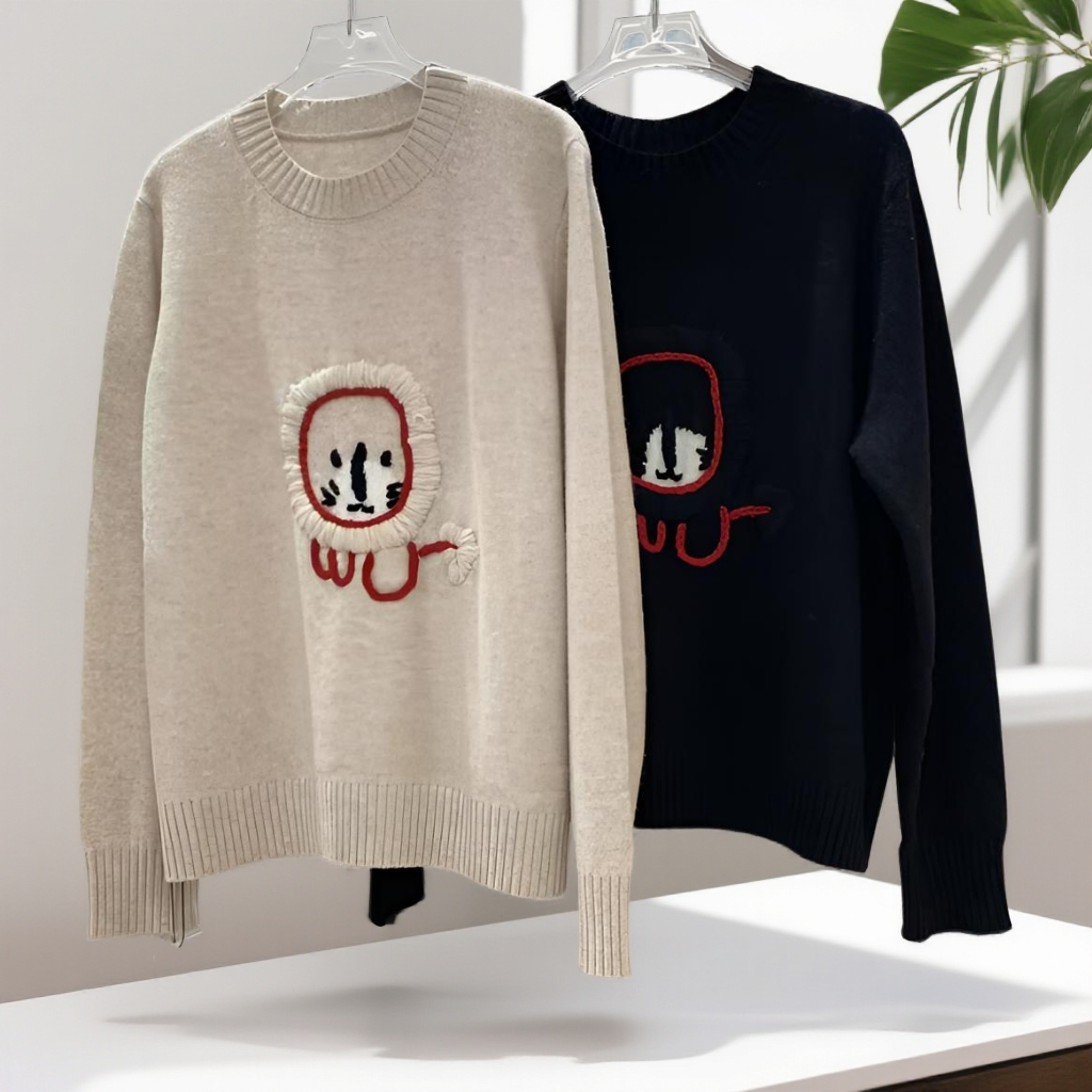 水淼25秋冬提花女士毛衣羊绒衫厚款保暖发热圆领休闲风女装-1358