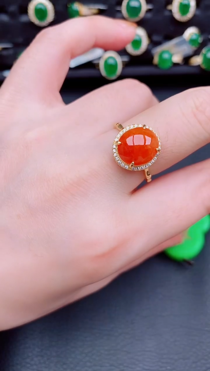 【闪购商品】翡翠戒指银S925镶嵌天然a货翡翠210