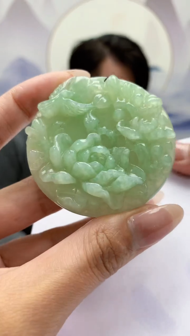 【闪购商品】定制翡翠未镶嵌5060MM-毛货挂件97