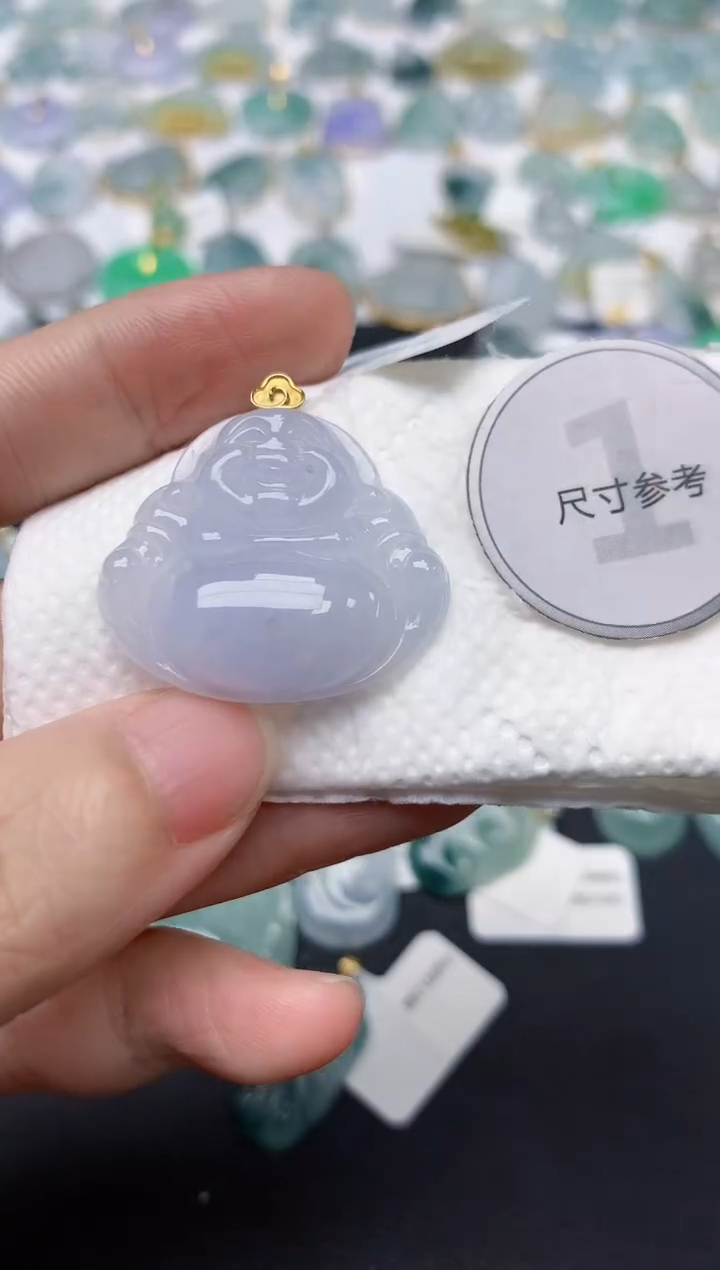 翡翠18K金镶嵌颈饰天然缅甸A货翡翠