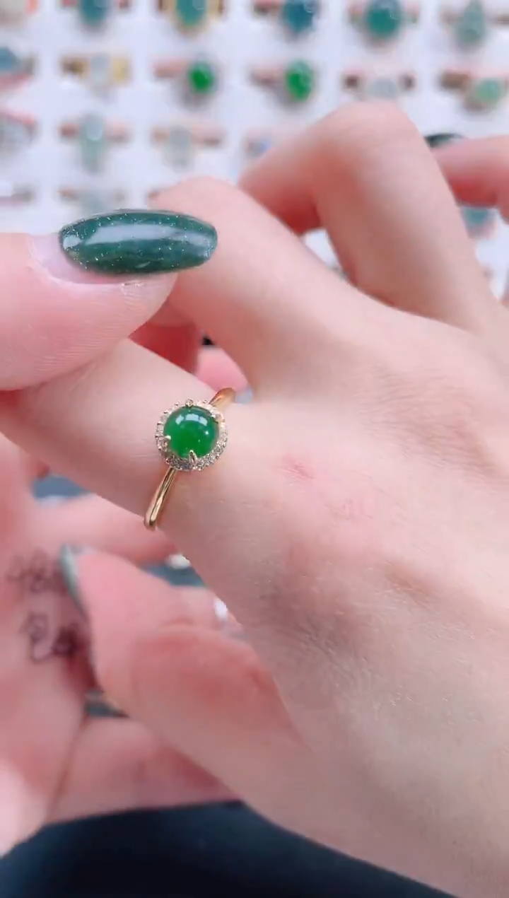 银S925镶嵌戒指翡翠天然翡翠