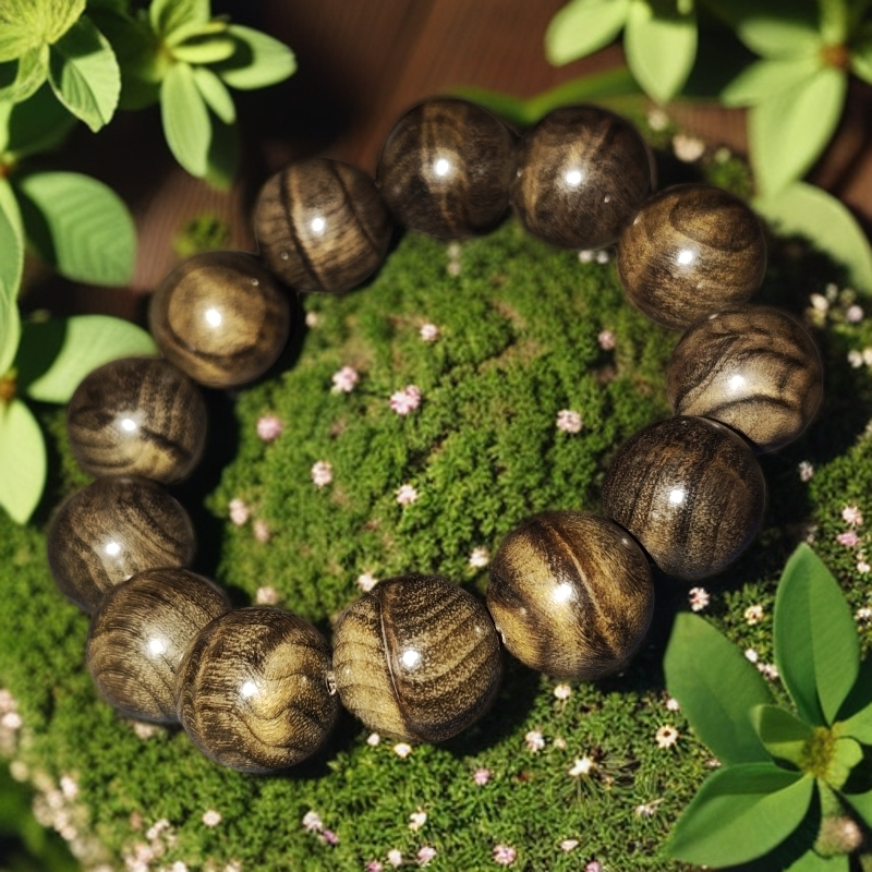 【回馈楠友】18mm千年乌木虎皮龙筋纹金丝楠手串