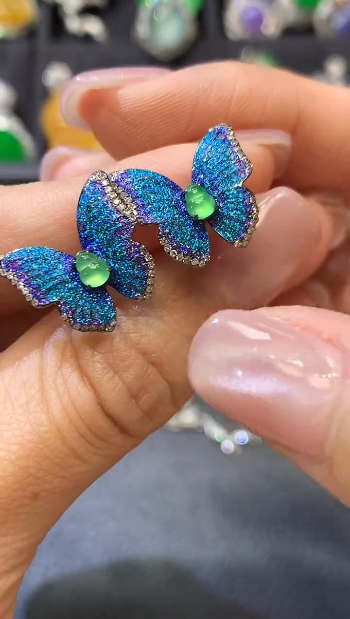 【闪购商品】翡翠耳饰18K金镶嵌D12 多样性发一对定制不退不换