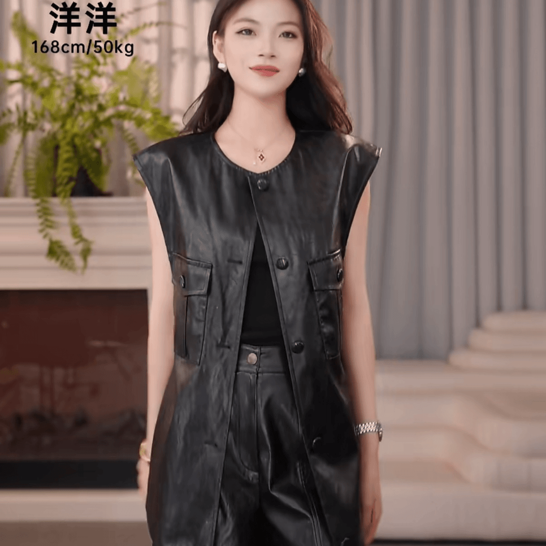 AMASS/阿玛施新款百搭高级质感皮衣马甲540032-4247411