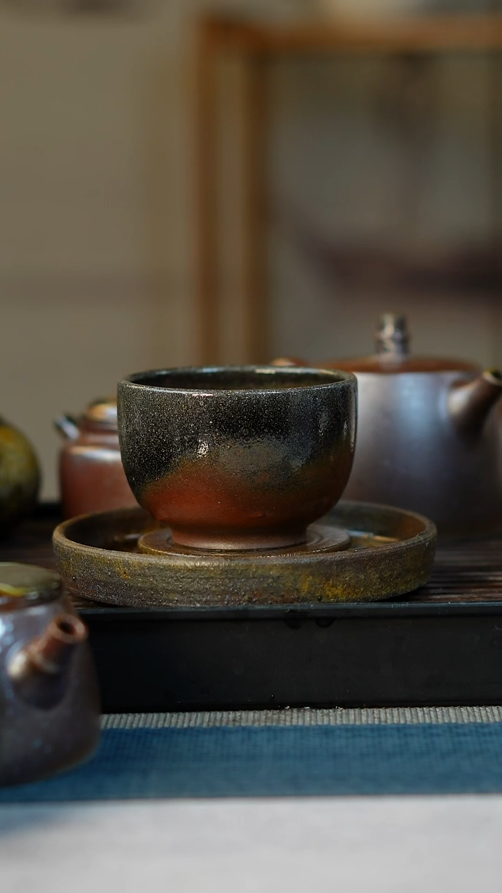 茶壶紫砂柴烧紫砂紫泥杯150cc