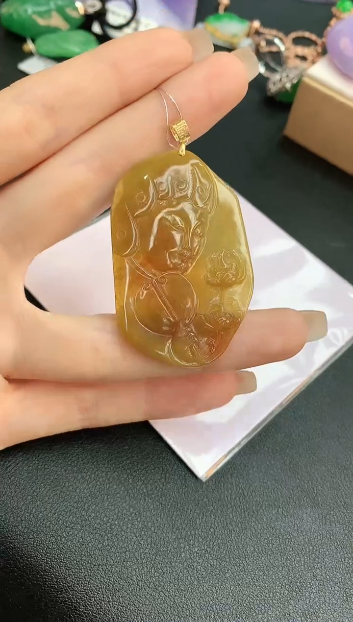 【闪购商品】翡翠颈饰18K金镶嵌赠礼盒证书 珍珍