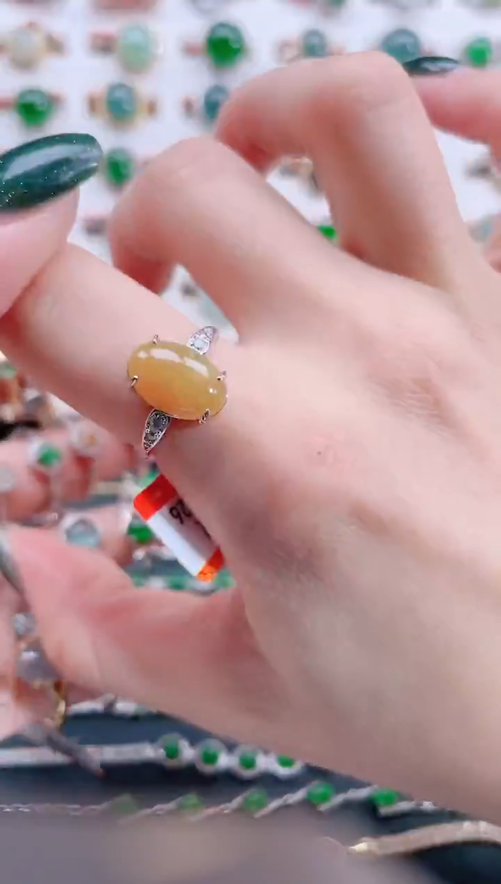 银S925镶嵌戒指翡翠天然翡翠