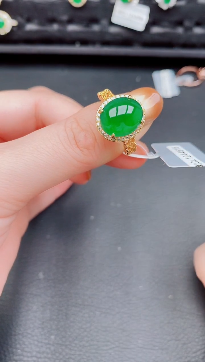【闪购商品】翡翠戒指银S925镶嵌天然a货翡翠211