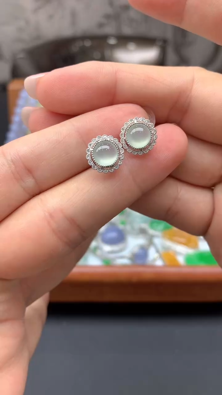 【闪购商品】翡翠耳饰18K金镶嵌231-天然翡翠