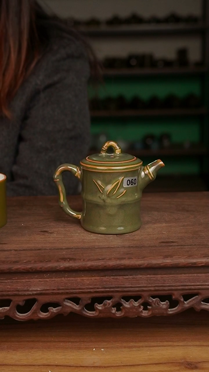 壶060号茶叶末竹节壶窑变微微不完美