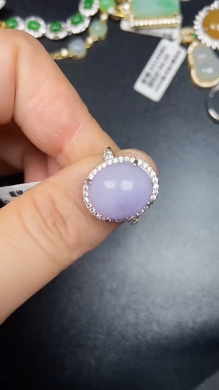 银S925镶嵌戒指翡翠7700