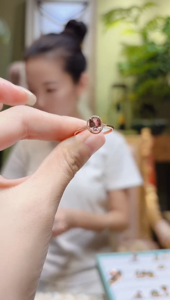 【闪购商品】碧玺戒指18K金镶嵌粉碧玺戒指Z