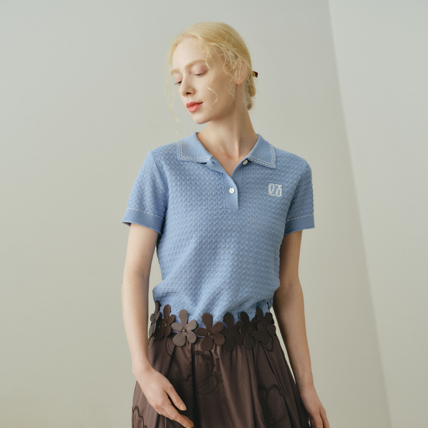 Eachway/艺之卉26春夏环保再生纤维polo领针织T恤EW11M05981