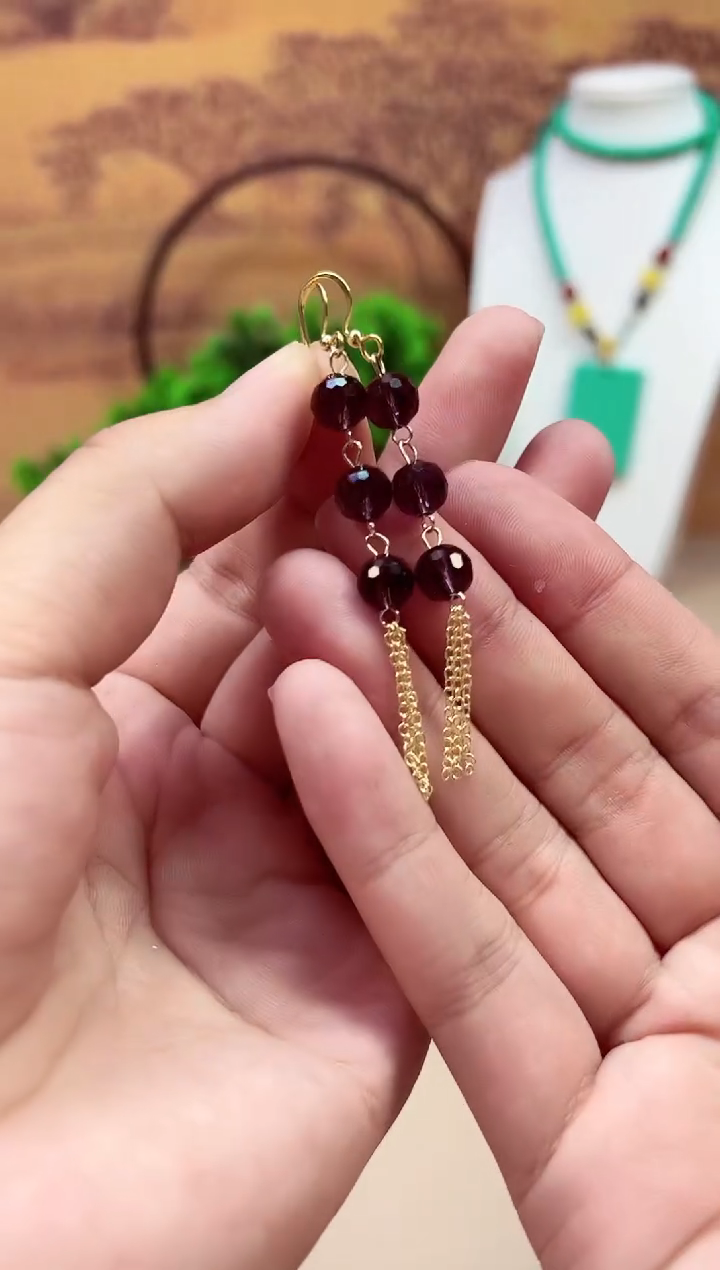 水晶耳饰14K金镶嵌E322