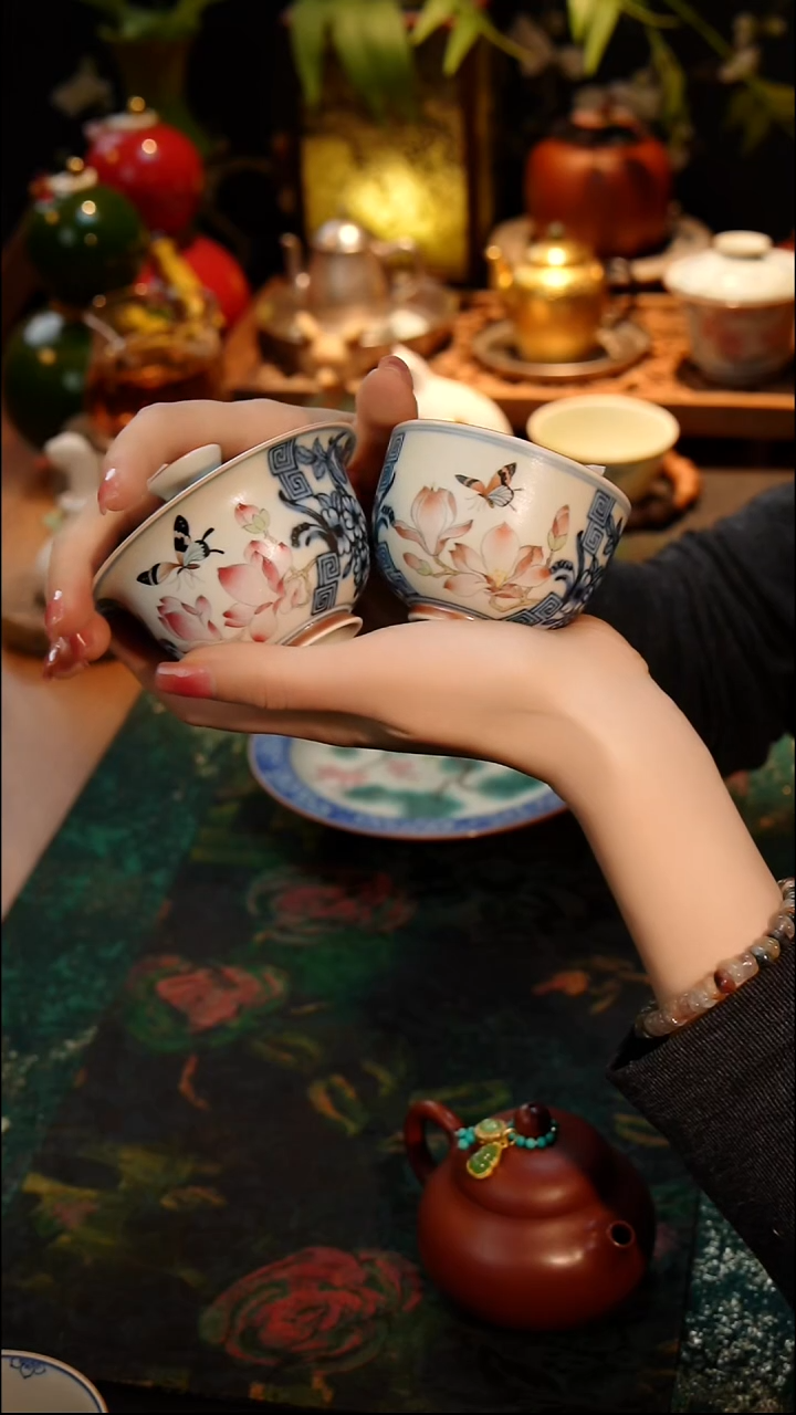 茶器天*鸟盖碗+主人杯两件套