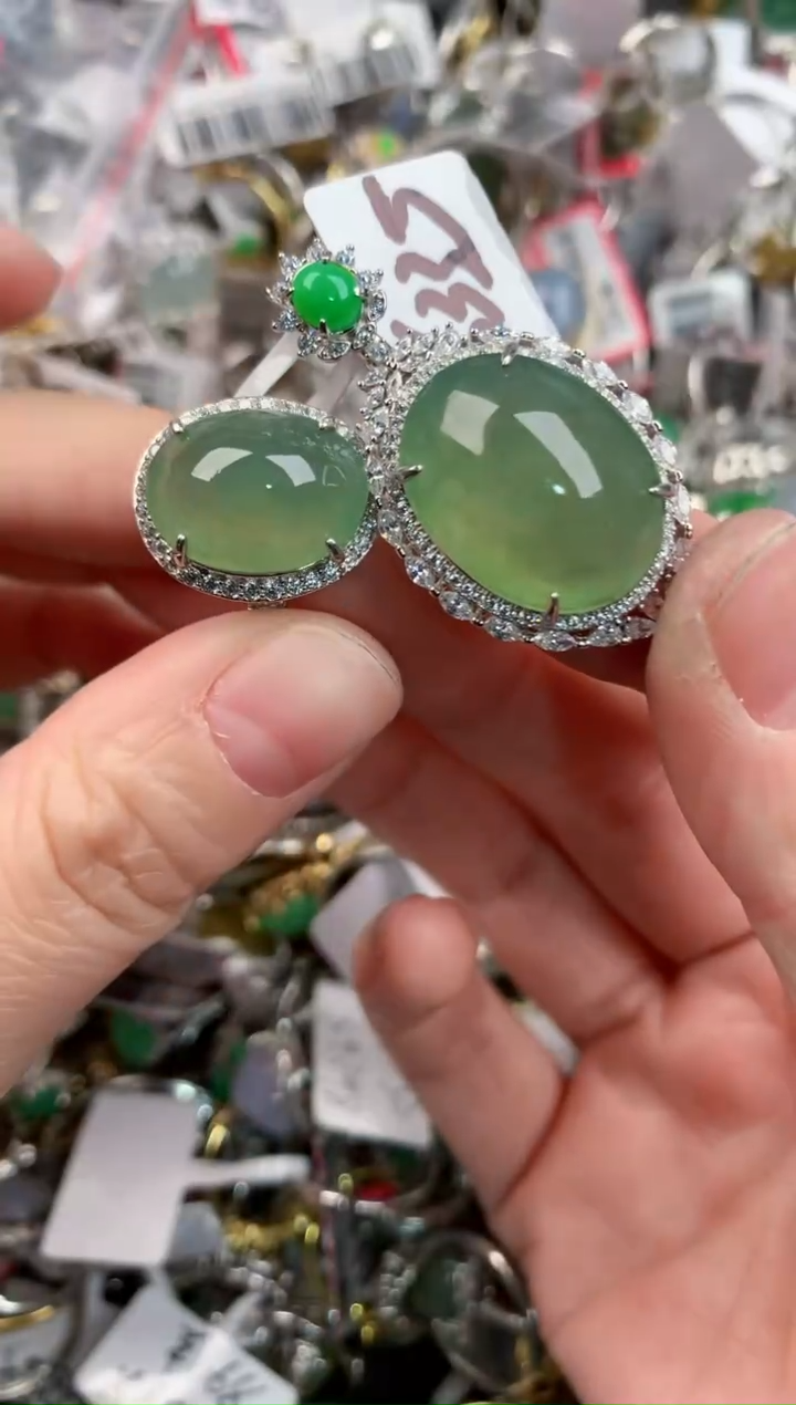 银S925镶嵌戒指翡翠888                1