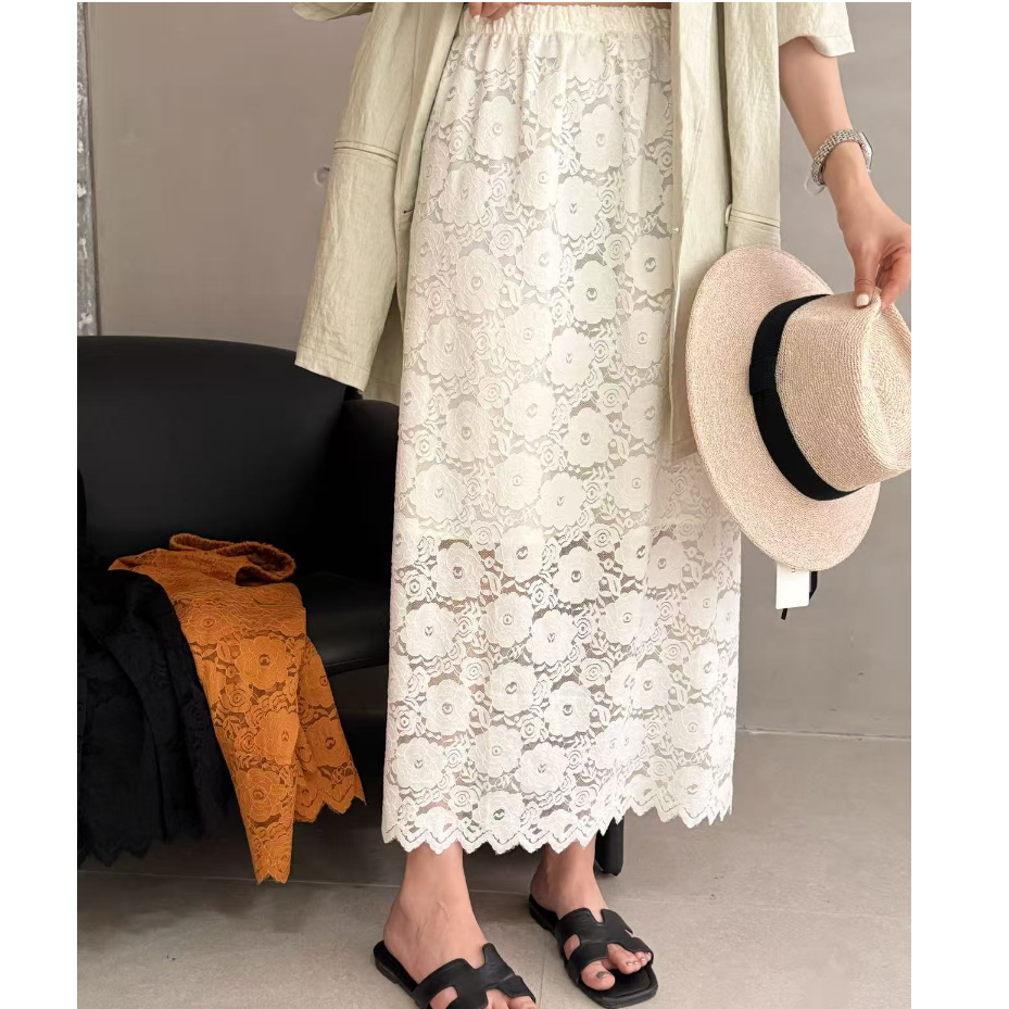 DEZI宝藏衣橱气质松紧腰蕾丝百搭时尚显瘦半身裙HD3373066