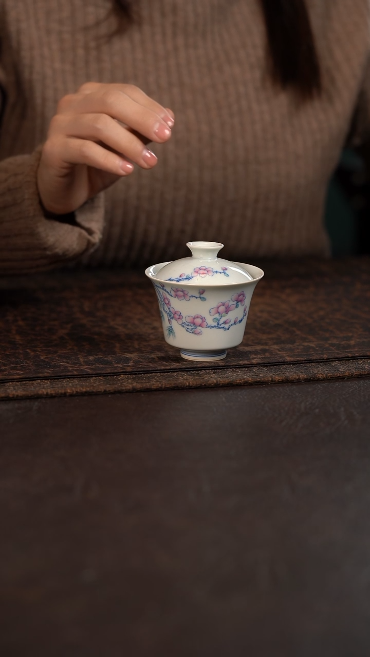 【闪购商品】杯聚澜堂斗彩玉兰花小马蹄盖碗