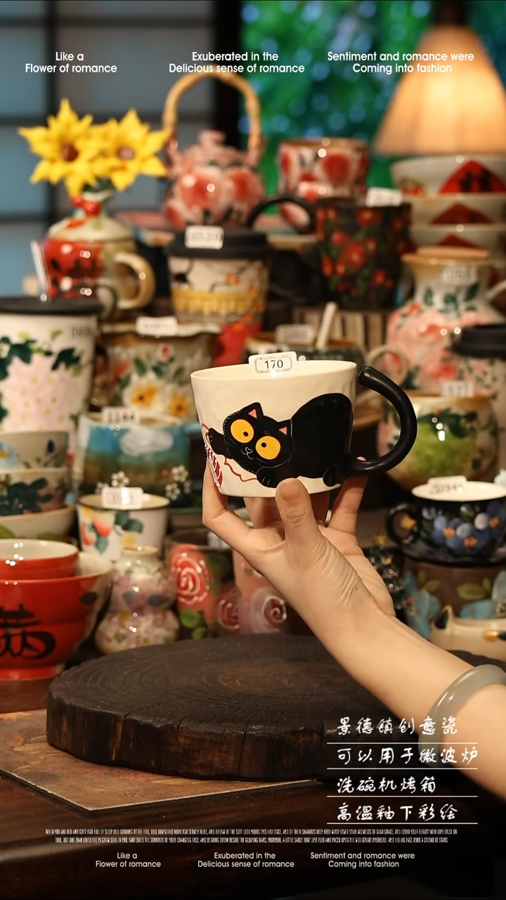 陶瓷景德镇高温釉下彩手工手绘款式@A0763@