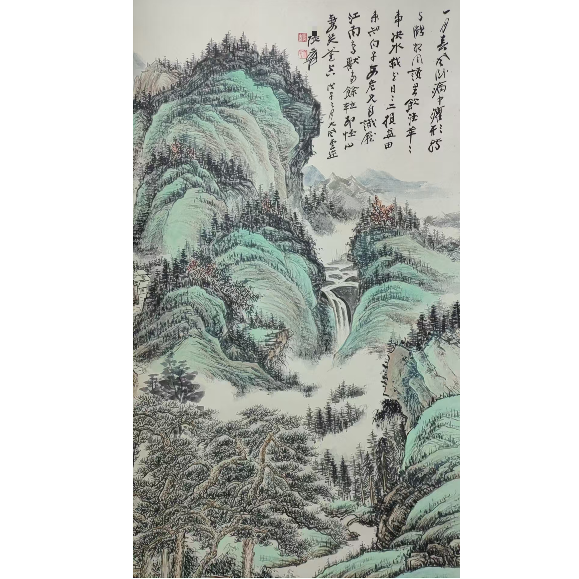 张老 款山水立轴138*68约8.4平尺