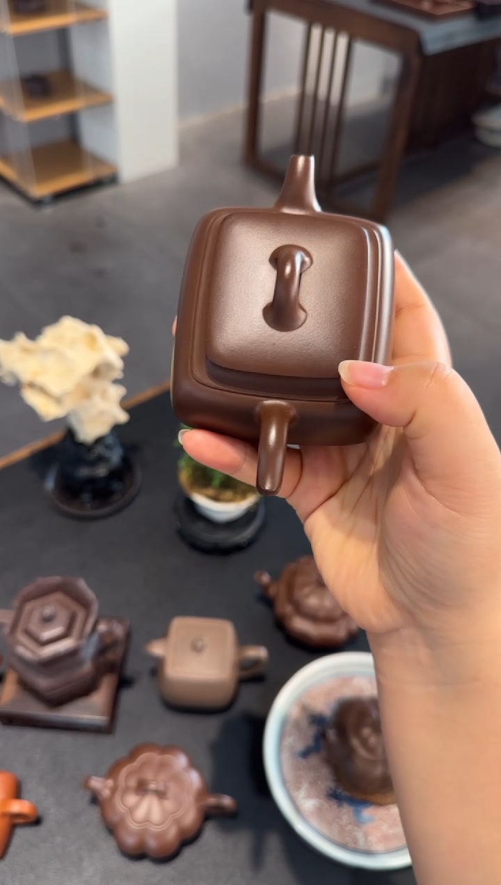 茶壶紫砂双*座长四方 紫砂壶