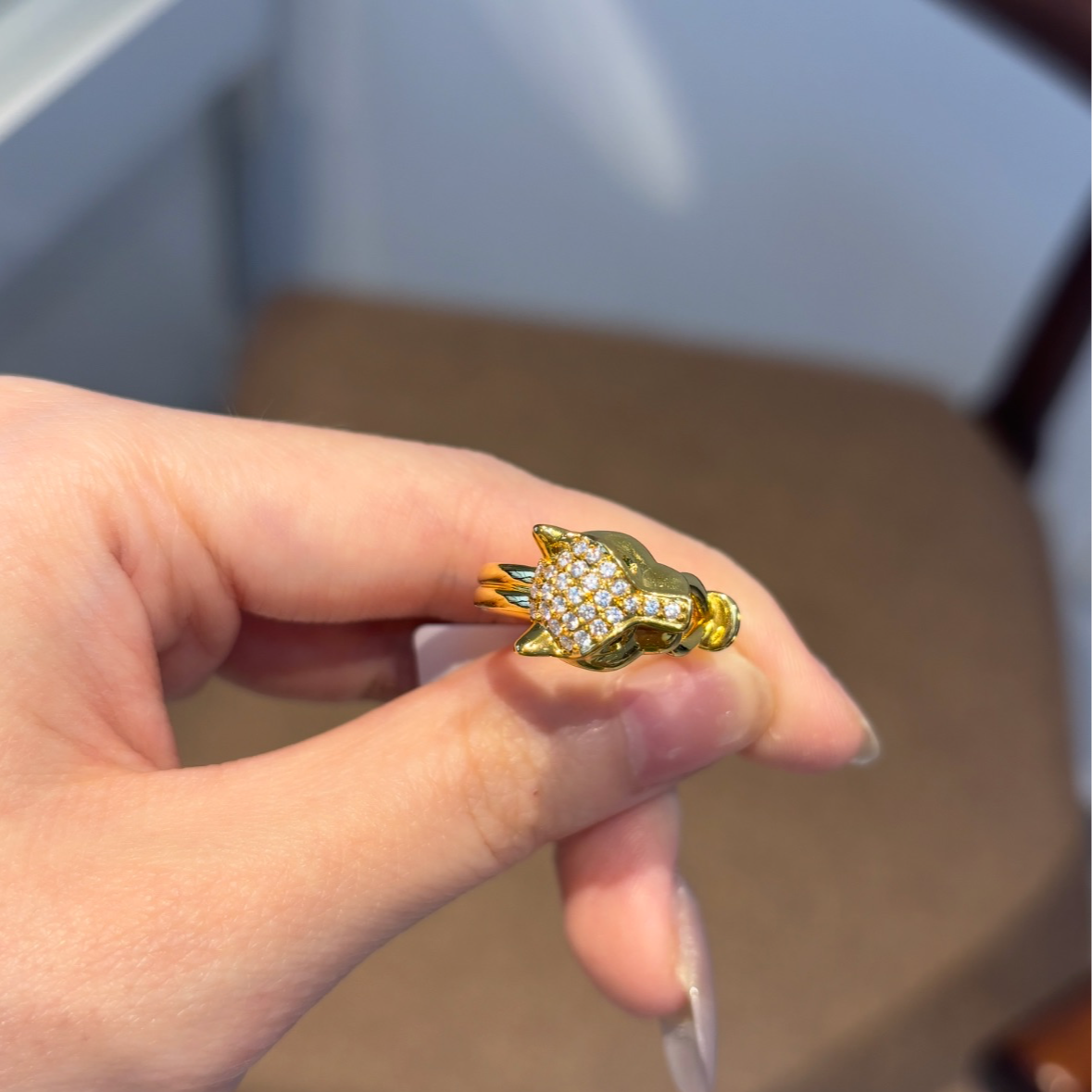 豪华猎财豹足金999戒指